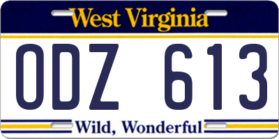 WV license plate ODZ613