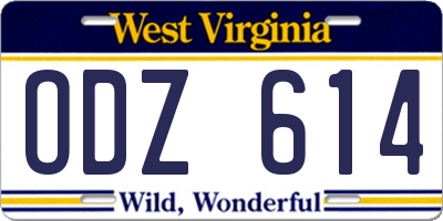 WV license plate ODZ614