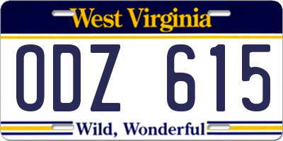 WV license plate ODZ615