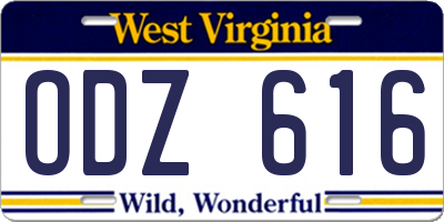 WV license plate ODZ616