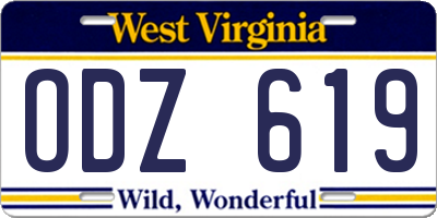 WV license plate ODZ619