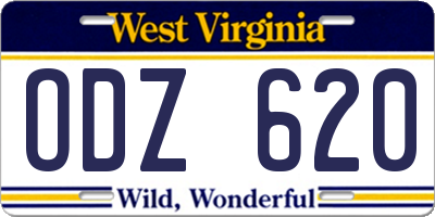 WV license plate ODZ620
