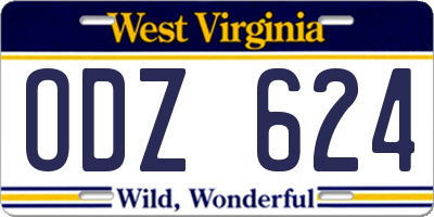 WV license plate ODZ624