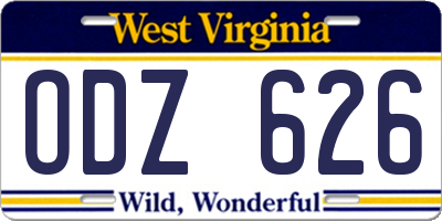 WV license plate ODZ626