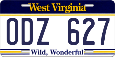 WV license plate ODZ627