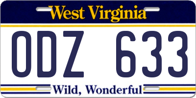 WV license plate ODZ633