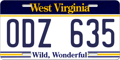 WV license plate ODZ635