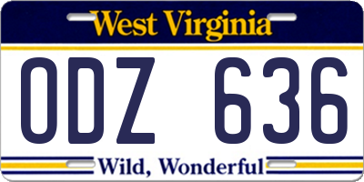 WV license plate ODZ636