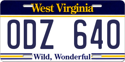 WV license plate ODZ640