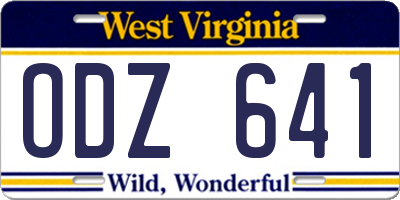 WV license plate ODZ641