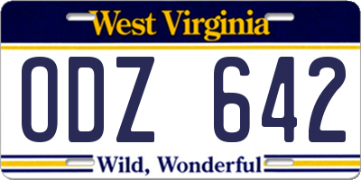 WV license plate ODZ642