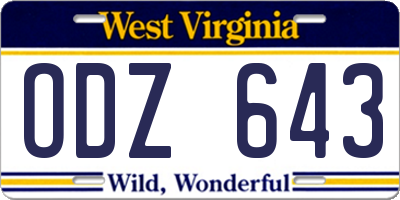 WV license plate ODZ643