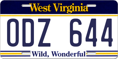 WV license plate ODZ644