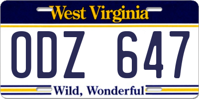 WV license plate ODZ647