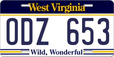 WV license plate ODZ653