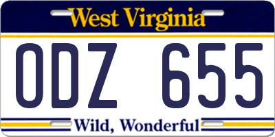 WV license plate ODZ655