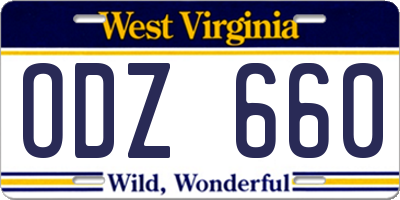 WV license plate ODZ660