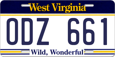 WV license plate ODZ661