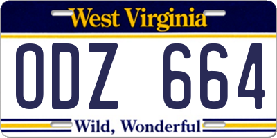 WV license plate ODZ664