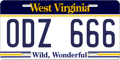 WV license plate ODZ666