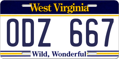 WV license plate ODZ667