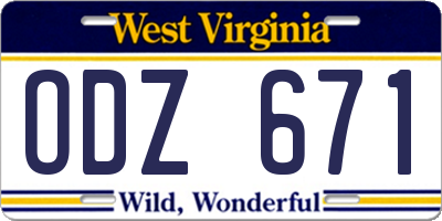 WV license plate ODZ671