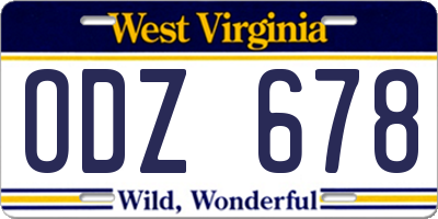WV license plate ODZ678
