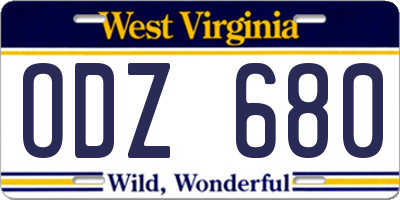 WV license plate ODZ680