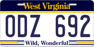 WV license plate ODZ692