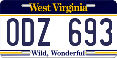 WV license plate ODZ693