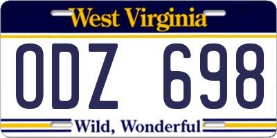 WV license plate ODZ698