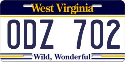 WV license plate ODZ702