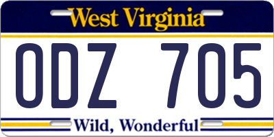 WV license plate ODZ705