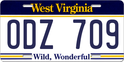 WV license plate ODZ709