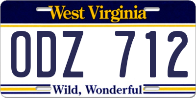 WV license plate ODZ712