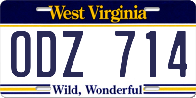 WV license plate ODZ714