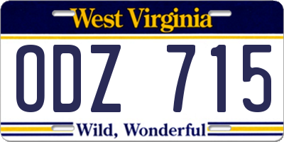 WV license plate ODZ715
