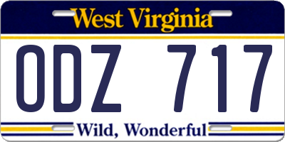 WV license plate ODZ717