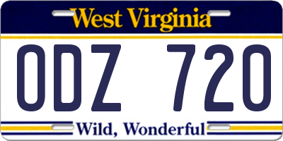 WV license plate ODZ720