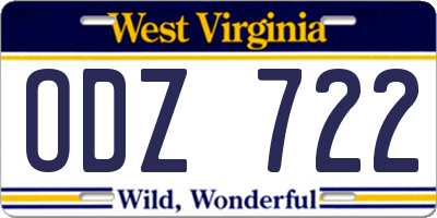 WV license plate ODZ722