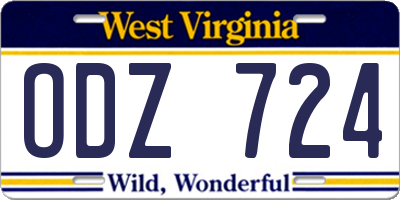 WV license plate ODZ724