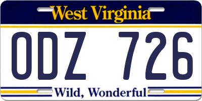 WV license plate ODZ726