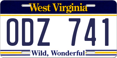 WV license plate ODZ741