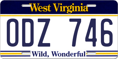 WV license plate ODZ746