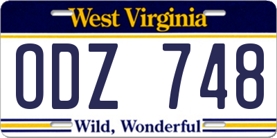 WV license plate ODZ748