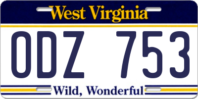 WV license plate ODZ753