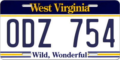 WV license plate ODZ754