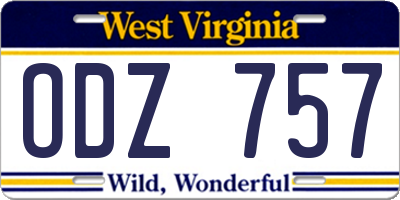 WV license plate ODZ757