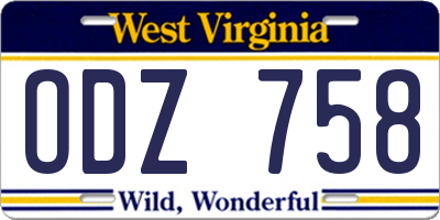 WV license plate ODZ758