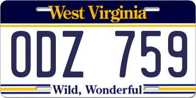 WV license plate ODZ759